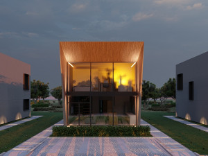 Modular house in brutalism Model 3D