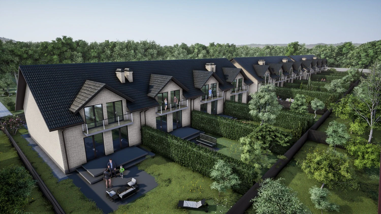 Suburban houses 4 types 3D Model .c4d .max .obj .3ds .fbx .stl .blend 