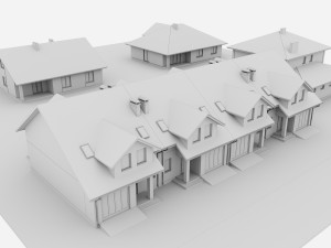 Suburban houses 4 types 3D Model