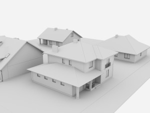 Suburban houses 4 types 3D Model
