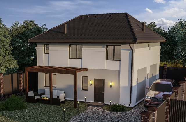 Two-story suburban house Modèle 3D .c4d .max .obj .3ds .fbx .stl .blend 