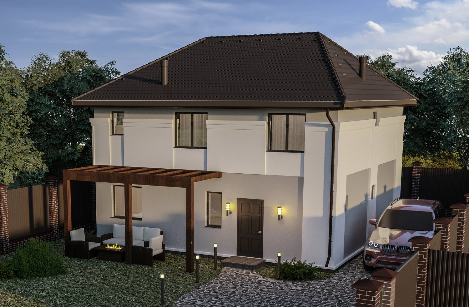Two-story suburban house 3D Model .c4d .max .obj .3ds .fbx .stl .blend 