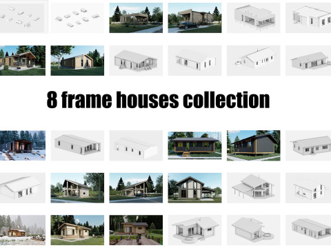 8 frame houses collection 3D 模型