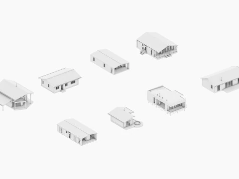 8 frame houses collection 3D Model