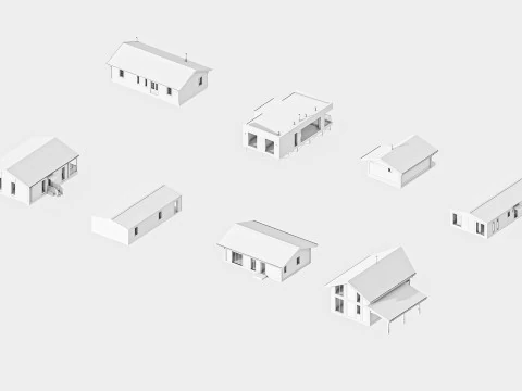 8 frame houses collection 3D Model