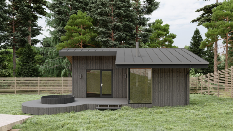 Sauna with a Terrace and Hot Tub Modelo 3D .c4d .max .obj .3ds .fbx .stl .blend 