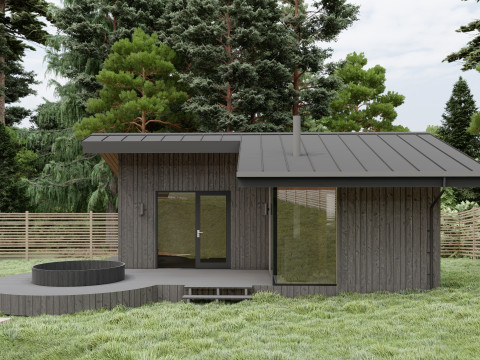 Sauna with a Terrace and Hot Tub 3D Модель