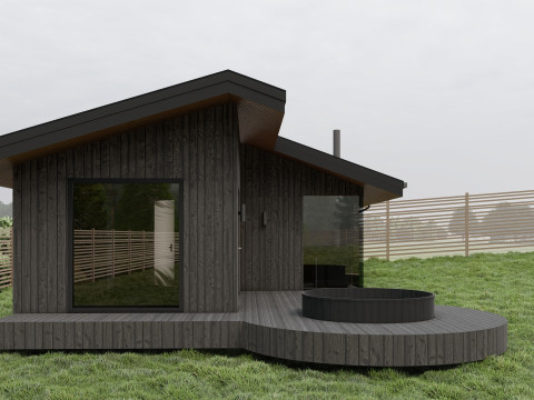 Sauna with a Terrace and Hot Tub Modelo 3D