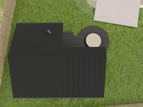 Sauna con terrazza e vasca idromassaggio Modello 3D