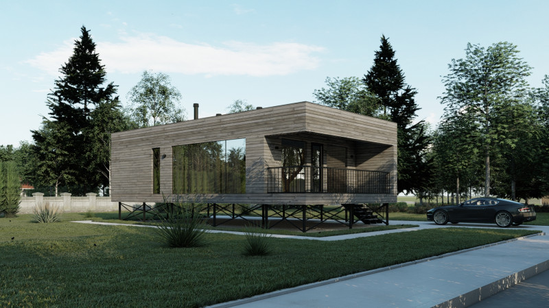 Modern suburban frame house 3D Model .c4d .max .obj .3ds .fbx .stl .blend 