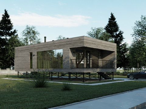Modern suburban frame house 3D Модель