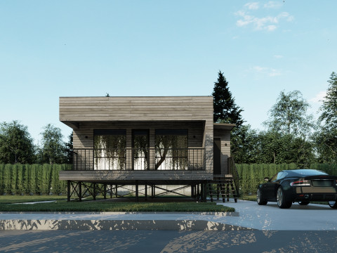 Modern suburban frame house 3D Model