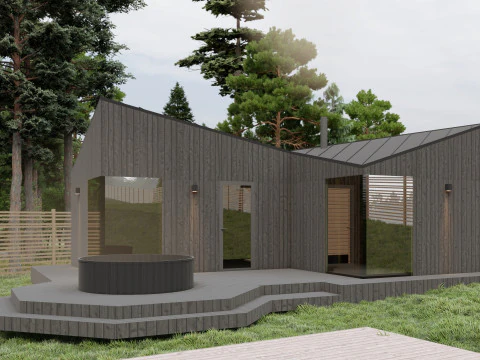 小型斯堪的纳维亚桑拿房 3D 模型