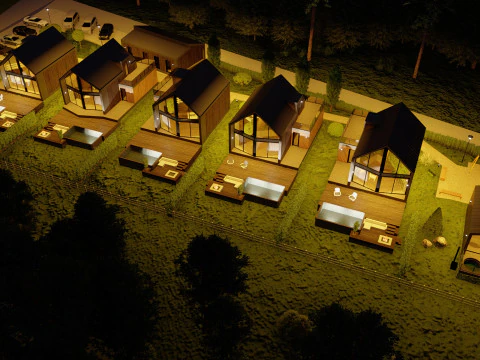 Cottage Resort con SPA Modello 3D