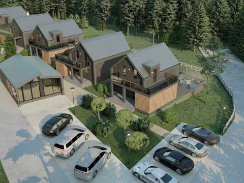 Resor Pondok dengan SPA Model 3D