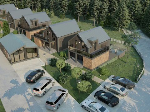 Cottage Resort con SPA Modello 3D