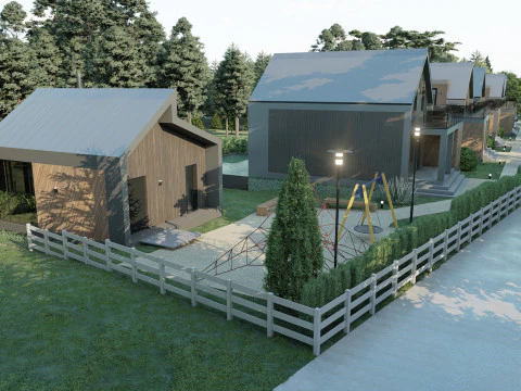 Cottage Resort con SPA Modello 3D