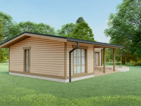 Wooden Eco-Cabin with Hot Tub 3D Model
