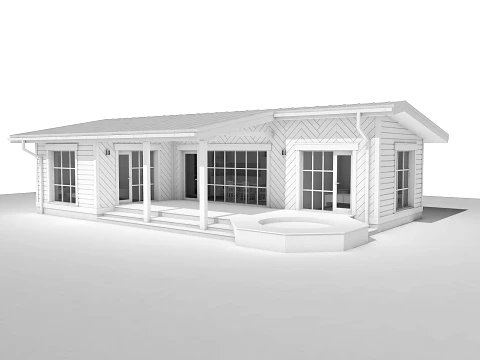 Wooden Eco-Cabin with Hot Tub 3D Model