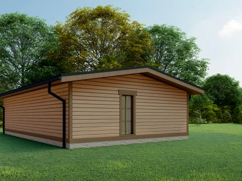 Wooden Eco-Cabin with Hot Tub 3D Model