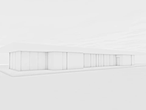 Modern Minimalist Glass Pavilion Villa 3D Model