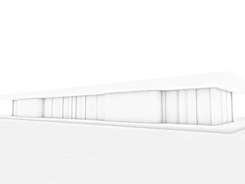 Modern Minimalist Glass Pavilion Villa 3D Model