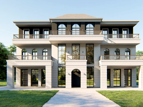 Modern Classic Luxury Villa Exterior 3D Modell