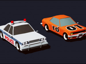 cartoon vehicles low poly cars free 3D Model
