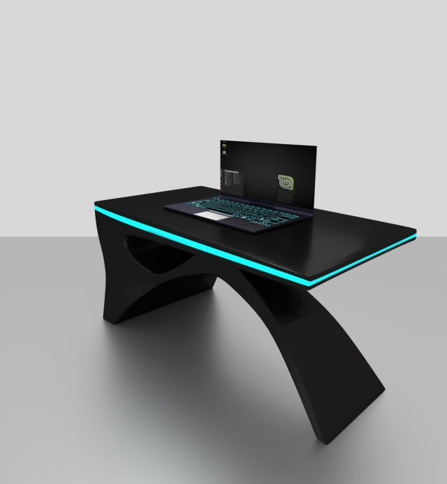 desk and laptop 3D Model .c4d .max .obj .3ds .fbx .stl .blend
