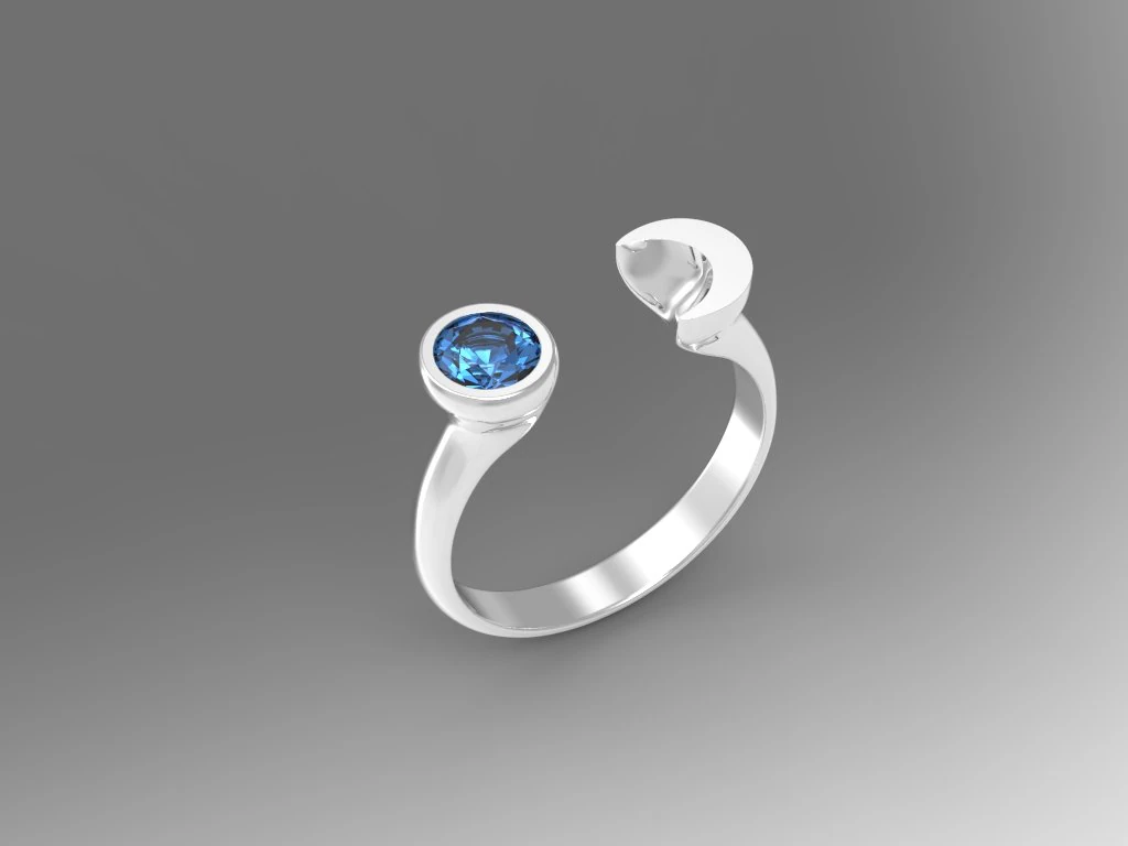 crescent ring 3D Model .c4d .max .obj .3ds .fbx .stl .blend 
