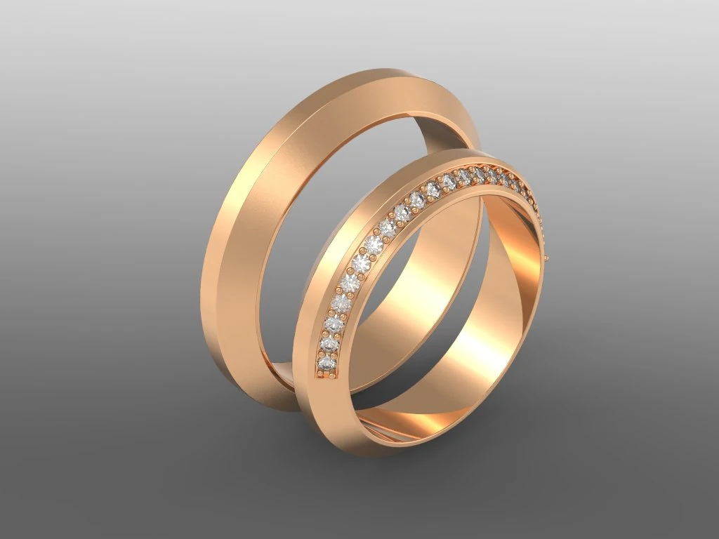 wedding faceted rings 3D Model .c4d .max .obj .3ds .fbx .stl .blend 