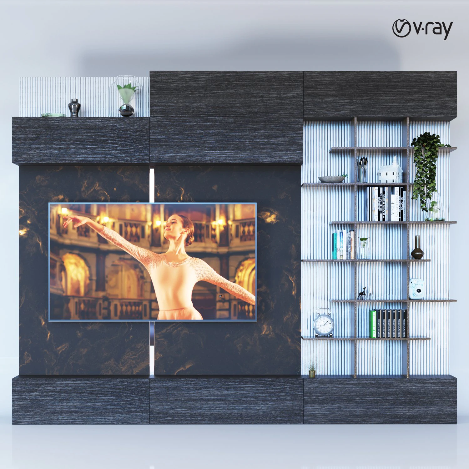 tv-wall 3D Model .c4d .max .obj .3ds .fbx .stl .blend