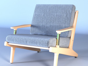 fabric wood chair 3D 模型