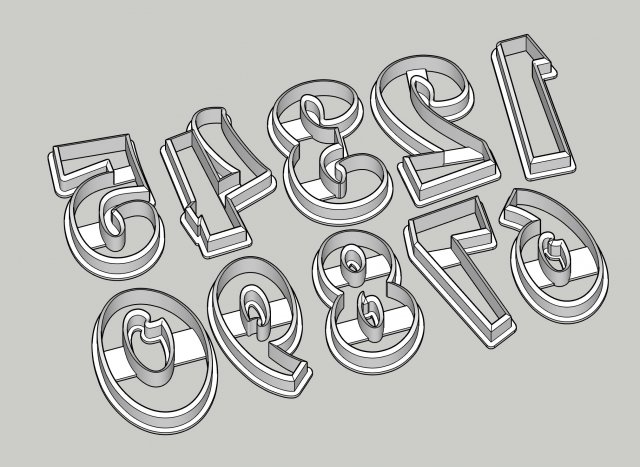 cookie cutter numbers - funny font 76 mm Modelo de Impressão 3D .c4d .max .obj .3ds .fbx .stl .blend 