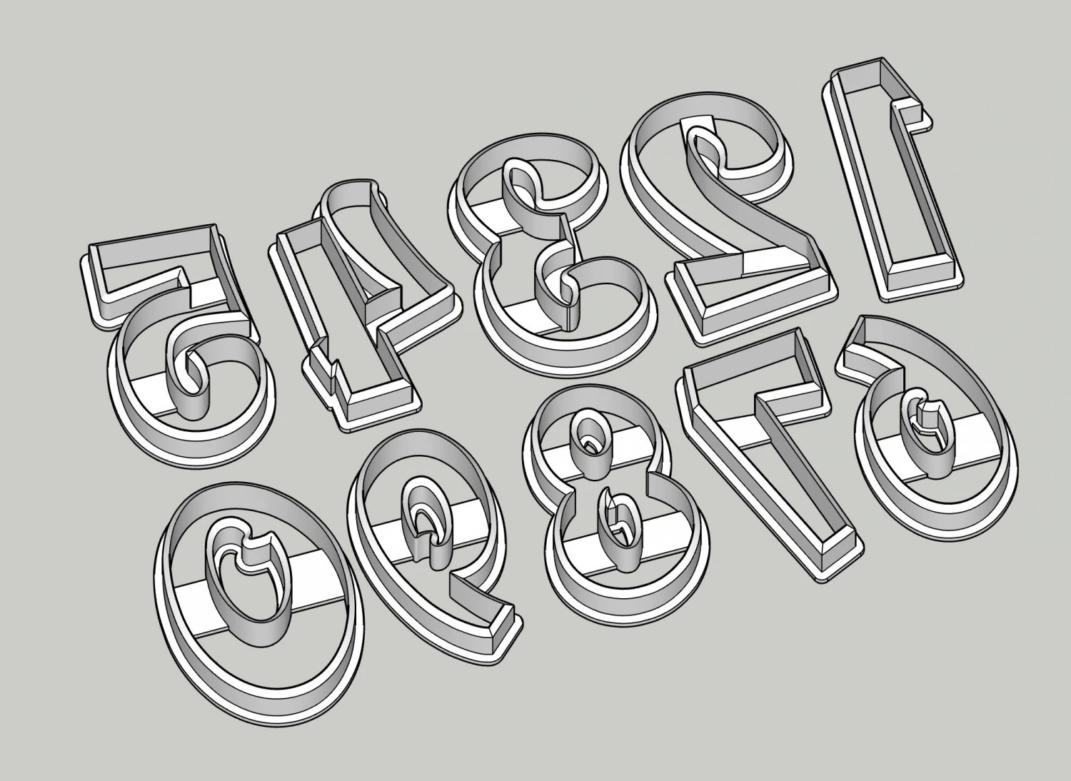 cookie cutter numbers - funny font 76 mm 3D Print Model .c4d .max .obj .3ds .fbx .stl .blend 