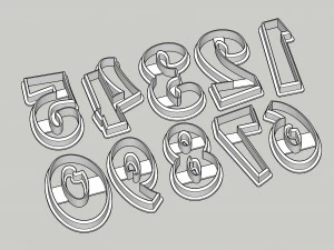 クッキーカッターの数字 - 面白いフォント 76 mm 3Dプリントモデル
