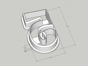cookie cutter numbers - funny font 76 mm 3D Print Model