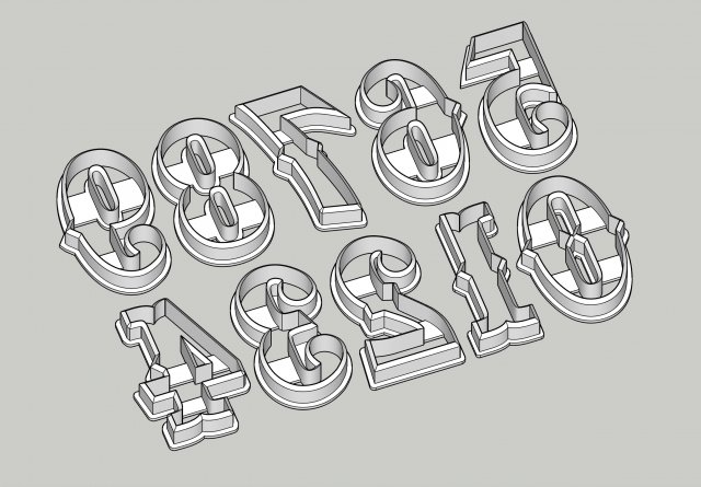 cookie cutter numbers - western font 85 mm Modelo de Impressão 3D .c4d .max .obj .3ds .fbx .stl .blend 