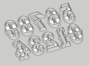 n&uacute;meros del cortador de galletas - fuente occidental 85 mm Modelo de impresión 3D