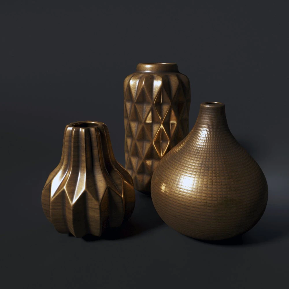 vase gold ceramic dantone 3D Model .c4d .max .obj .3ds .fbx .stl .blend