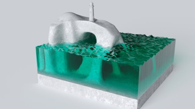 island of concrete and glass 3D Model .c4d .max .obj .3ds .fbx .stl .blend 