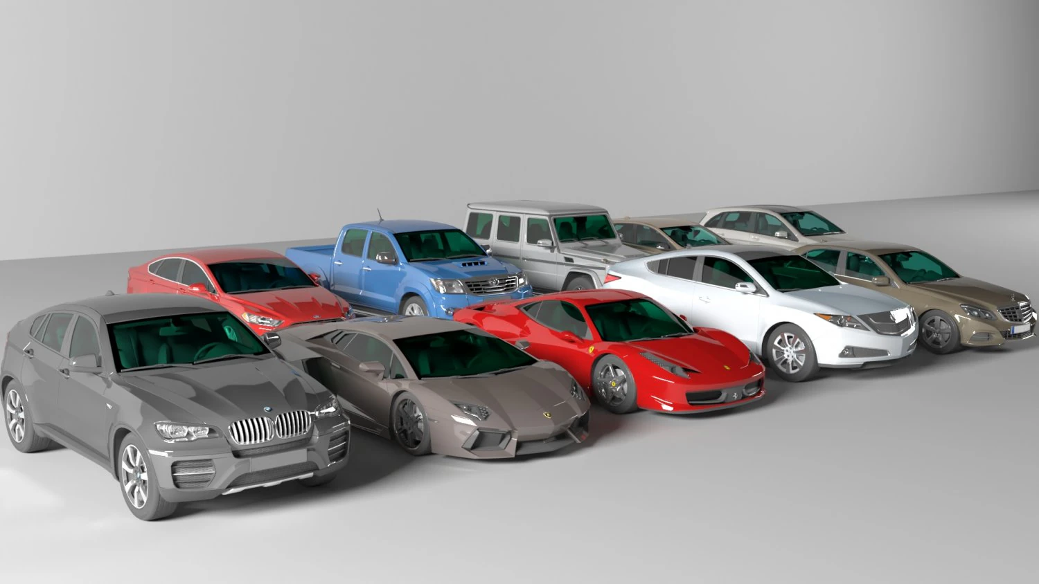 3d collection of 10 hd cars 3D Model .c4d .max .obj .3ds .fbx .stl .blend 