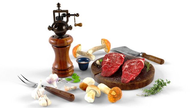 steak and mushrooms model 3D 모델 .c4d .max .obj .3ds .fbx .stl .blend 