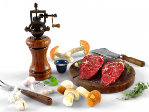 steak and mushrooms model 3D-Modell