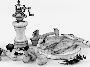 steak and mushrooms model 3D 모델