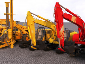 Road repair technicians heavymachines 3D मॉडल