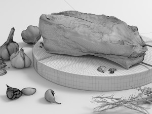 smoked bacon with all textures 3D Model
