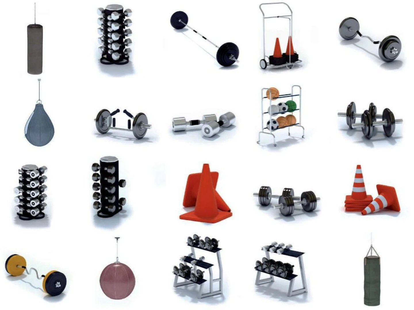 Collection of 96 models of sports accessories 3D Model .c4d .max .obj .3ds .fbx .stl .blend 