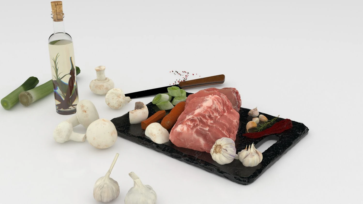 Pork neck 3D Model .c4d .max .obj .3ds .fbx .stl .blend 