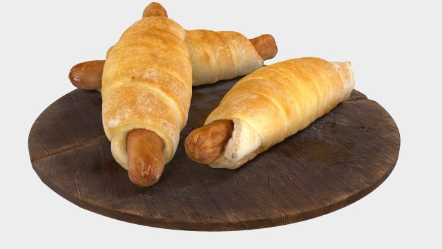 Sausage in dough Modelo 3D .c4d .max .obj .3ds .fbx .stl .blend